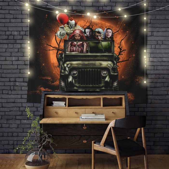 Pennywise And Friends Halloween Moonlight Tapestry Room Decor