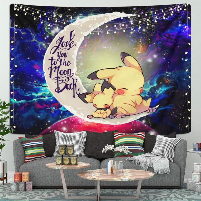 Pikachu Pokemon Sleep Moon And Back Galaxy Tapestry Room Decor