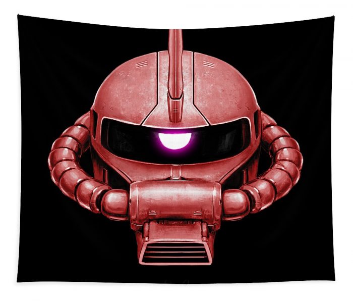 red zaku head andrea gatti transparent - Anime Tapestry Store