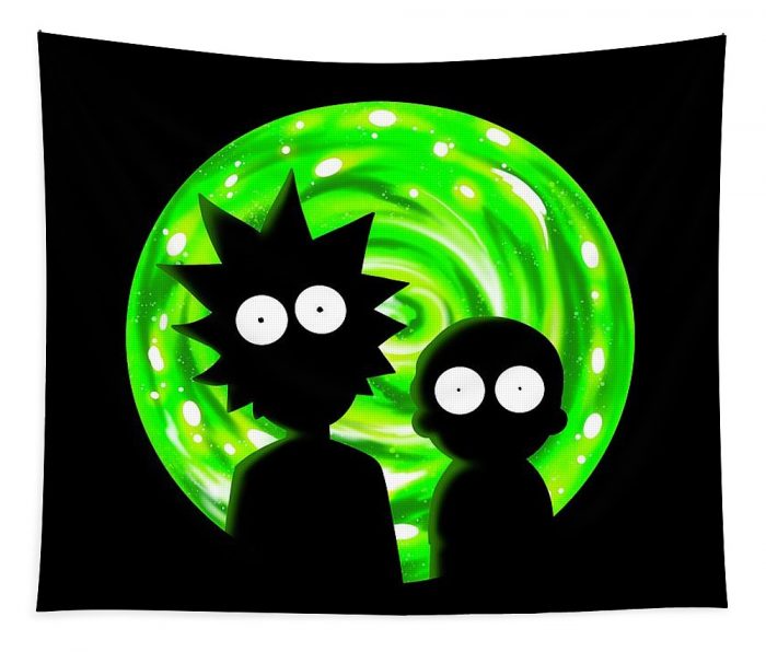 rick and morty silhouette samuel whitton - Anime Tapestry Store