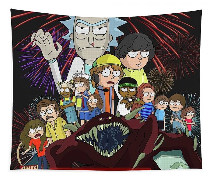 stranger things x rick and morty bea lorzano - Anime Tapestry Store