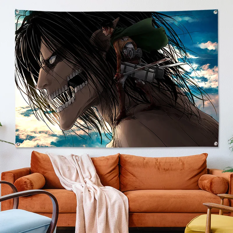 Anime Wall Art Tapestry Attack On Titan Fabric Heavy Cloth Background Design Hanging Picture Flag Room 5 - Anime Tapestry Store