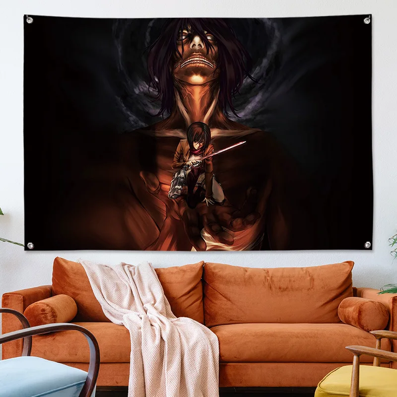 Anime Wall Art Tapestry Attack On Titan Fabric Heavy Cloth Background Design Hanging Picture Flag Room - Anime Tapestry Store