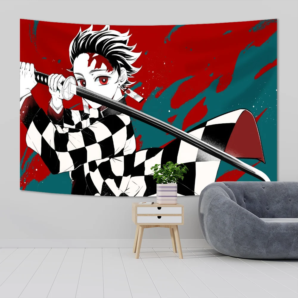 Japanese Anime Tapestry Wall Hanging Hippie Room Decor Demons Slayer Anime Cloth Wall Tapestry Bedroom Background 6 - Anime Tapestry Store