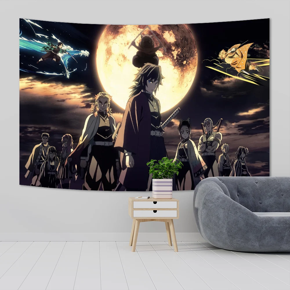Japanese Anime Tapestry Wall Hanging Hippie Room Decor Demons Slayer Anime Cloth Wall Tapestry Bedroom Background - Anime Tapestry Store